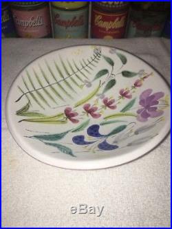 Vintage STIG LINDBERG Gustavsberg Floral Faience FLOWERS Pottery Bowl Sweden MCM