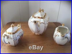 Vintage Sadler Cube Teapot, Jug & Sugar Bowl, Floral Design With Gilt Decoration