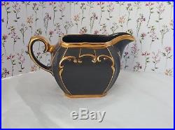 Vintage Sadler Dark Grey Cube Teapot Milk Jug and Sugar Bowl
