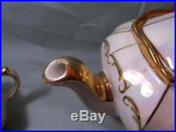 Vintage Sadler Pottery Cube Teapot Milk Jug & Sugar Bowl Cream Pearl/Lustre 2218