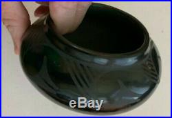Vintage San Ildefonso Blackware Bowl Signed Anna (Maria's older sister)