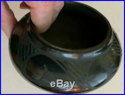 Vintage San Ildefonso Blackware Bowl Signed Anna (Maria's older sister)