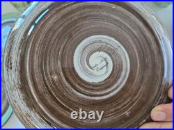 Vintage Santa Anita Ware Vreni Green Brown Pottery Set 5 Plates Bowl Duck Dishes