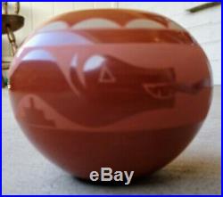 Vintage Santa Clara Pottery Red on Red Bowl Water Serpent Design by Annie Baca