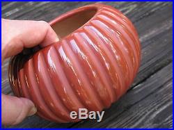 Vintage Santa Clara Pueblo redware pottery melon bowl Angela Baca 7 3/4 x 4.5in