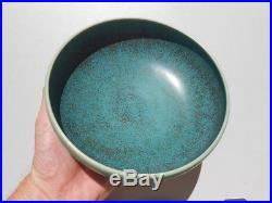 Vintage Saxbo Denmark Art Pottery Bowl Blue Green 7 3/8