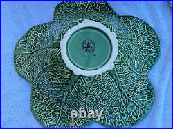 Vintage Secla Portugal Green Cabbage Leaf Pottery 12 Serving Plates Bowl Pitcher