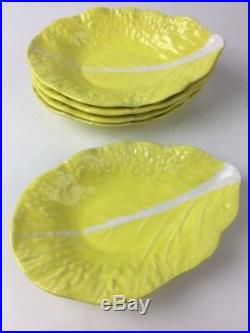 Vintage Secla Portugal Majolica Yellow Cabbage Leaf Set with Ladle & Large Bowl