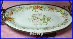 Vintage Serves Centerpiece Bowls Mounted Bronze Squirrel Leaf Two Tier see