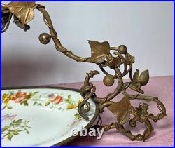 Vintage Serves Centerpiece Bowls Mounted Bronze Squirrel Leaf Two Tier see Vintage Serves Centerpiece Bowls Mounted Bronze Squirrel Leaf Two Tier see