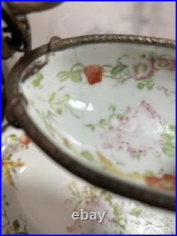 Vintage Serves Centerpiece Bowls Mounted Bronze Squirrel Leaf Two Tier see