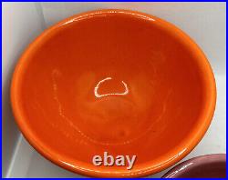 Vintage Set 2 Bauer Pottery Bowls Orange Pink Great Designs WOW