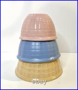 Vintage Set 3 Mixing Bowls Nesting Robinson Ransbottom Pottery 1940s Ohio USA
