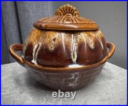 Vintage Set of 5 Soviet Glazed Ceramic Cooking Pots Rustic USSR Pottery Bowls