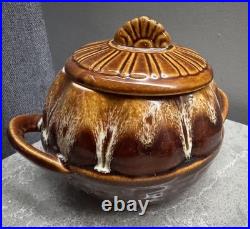 Vintage Set of 5 Soviet Glazed Ceramic Cooking Pots Rustic USSR Pottery Bowls