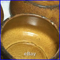 Vintage Set of 6 McCoy 7054 Brown Pottery Handled Soup Chili Bowl Made in USA