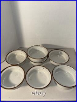 Vintage Set of 7 Dansk Brown Mist Speckled Ceramic Rimmed Soup Bowls