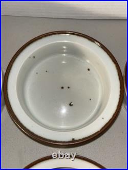 Vintage Set of 7 Dansk Brown Mist Speckled Ceramic Rimmed Soup Bowls