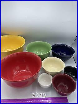 Vintage Set of 8 Nesting MIXING BOWLS 9.5 3 Wide Blue Yellow