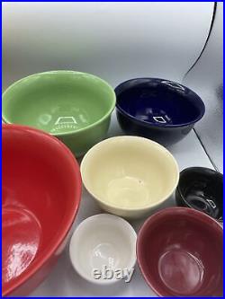 Vintage Set of 8 Nesting MIXING BOWLS 9.5 3 Wide Blue Yellow