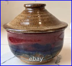 Vintage Signed Carl Sheehan Studio Art Pottery Two Piece Bowl w Lid Decor Gifts
