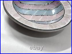 Vintage Signed Cunningham Pottery Raised Large Bowl Pastel W Wall Hanger MINT