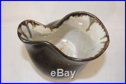 Vintage Signed EUGENE DEUTCH Art Pottery BROWN Glaze Sugar Bowl & Creamer Set