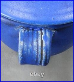 Vintage Signed HELEN WATSON Handmade POTTERY Blue DUTCH OVEN Bowl (1926-2003)