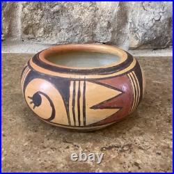 Vintage Signed Hand Painted Southwest Pottery Bowl Geometric Hopi