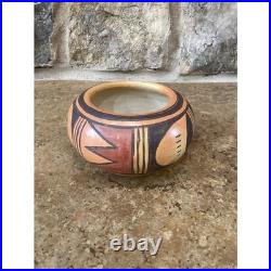 Vintage Signed Hand Painted Southwest Pottery Bowl Geometric Hopi