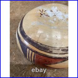 Vintage Signed Hand Painted Southwest Pottery Bowl Geometric Hopi