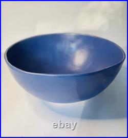 Vintage Signed Luna Garcia XL Cobalt Matte Glazed Terracotta Studio Pottery Bowl