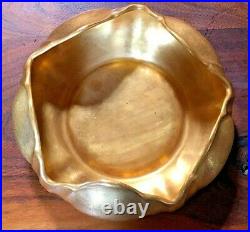 Vintage Signed Mid-Century Italian Gold Molded, Fluted & Embossed Candy Bowl