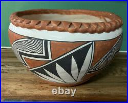 Vintage Southwest Native American Acoma Pueblo Pottery Bowl Ethel Shields 1940s