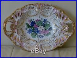 Vintage Spm Porcelain Hand Painted Floral Bowl Gold Edges