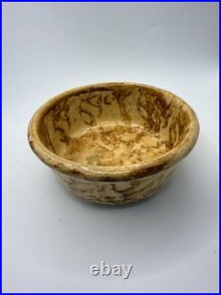 Vintage Spongeware Mixing Bowls Set of 7 Brown Marbled Glaze Pottery