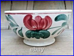 Vintage Spongware Pottery Bowl Pink & Green Drape Rise Bowl Ceramic Porcelain