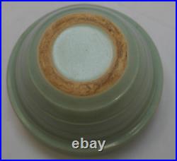 Vintage Stoneware Pottery Nesting Mixing Bowl Set of 5 Teal/Tan/Brown 5in-9in