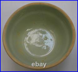 Vintage Stoneware Pottery Nesting Mixing Bowl Set of 5 Teal/Tan/Brown 5in-9in