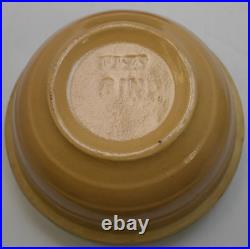 Vintage Stoneware Pottery Nesting Mixing Bowl Set of 5 Teal/Tan/Brown 5in-9in