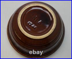 Vintage Stoneware Pottery Nesting Mixing Bowl Set of 5 Teal/Tan/Brown 5in-9in