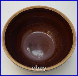 Vintage Stoneware Pottery Nesting Mixing Bowl Set of 5 Teal/Tan/Brown 5in-9in