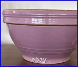 Vintage Stoneware Yellow Ware Pottery Purple Lavender Lilac Mixing Bowl 11