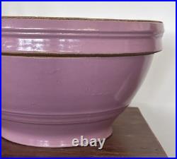 Vintage Stoneware Yellow Ware Pottery Purple Lavender Lilac Mixing Bowl 11