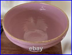 Vintage Stoneware Yellow Ware Pottery Purple Lavender Lilac Mixing Bowl 11