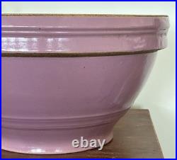 Vintage Stoneware Yellow Ware Pottery Purple Lavender Lilac Mixing Bowl 11