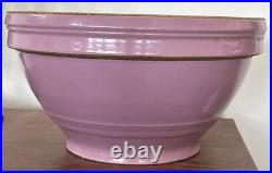 Vintage Stoneware Yellow Ware Pottery Purple Lavender Lilac Mixing Bowl 11
