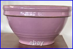 Vintage Stoneware Yellow Ware Pottery Purple Lavender Lilac Mixing Bowl 11