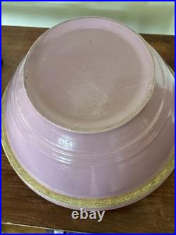 Vintage Stoneware Yellow Ware Pottery Purple Lavender Lilac Mixing Bowl 11