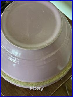 Vintage Stoneware Yellow Ware Pottery Purple Lavender Lilac Mixing Bowl 11